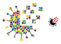 Multicolored Dotted Virus Synthesis Icon Random Collage