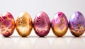 Multicolored Easter eggs with gold flecks