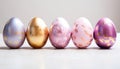 Multicolored Easter eggs with gold flecks