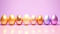 Multicolored Easter eggs with gold flecks