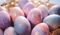 Multicolored Easter eggs with gold flecks