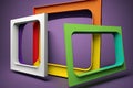 Multicolored empty rectangular frames on a purple background Royalty Free Stock Photo