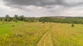 Multicolored European Countryside Spring Landscape With Green Field Royalty Free Stock Photo