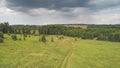 Multicolored European Countryside summer Landscape With Green Field Royalty Free Stock Photo