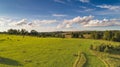 Multicolored European Countryside summer Landscape With Green Field Royalty Free Stock Photo