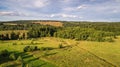 Multicolored European Countryside summer Landscape With Green Field Royalty Free Stock Photo