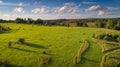 Multicolored European Countryside summer Landscape With Green Field Royalty Free Stock Photo