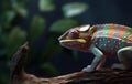 Multicolored exotic chameleon on the branch in the rainforest Royalty Free Stock Photo