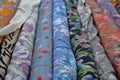 Multicolored fabrics in rolls Royalty Free Stock Photo