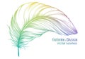 Multicolored feather illustration featuring a gradient range of Royalty Free Stock Photo