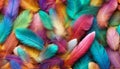 Multicolored feathers texture. Colorful natural abstract background