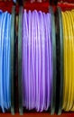 Multicolored filaments of plastic for printing on 3D printer close-up Royalty Free Stock Photo