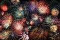 Multicolored fireworks fill the frame Royalty Free Stock Photo