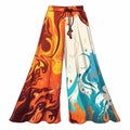 Multicolored Flame Pattern Women\'s Wide Leg Pants