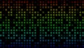 Multicolored flashing circles on a black background. Abstract festive background for advertising, congratulations, text