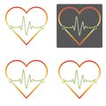 Multicolored flat design vectors of heartbeat with various outli