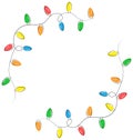 Multicolored flat led Christmas lights garland isolated on white