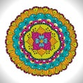 Multicolored Floral Mandala. Colorful decorative round ornament