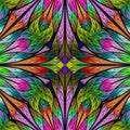 Multicolored floral pattern in stained-glass window style. You c