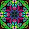 Multicolored floral pattern in stained-glass window style. You c