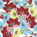 Multicolored floral seamless ornament. Decorative ornament backdrop for fabric, textile, wrapping paper