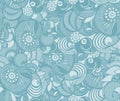 Multicolored floral seamless texture, waves. Elegance background