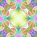 Multicolored flower pattern in stained-glass window style. You c