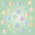 Multicolored flowers on a light green background.