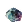 Multicolored fluorite, fluorspar mineral crystal. Photo of this sample can be used for geology science. on white.