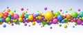 Multicolored flying balls of different sizes vector background