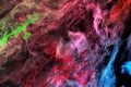 Multicolored foggy smoke. Mysterious nebula 3d rendering