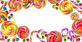 Multicolored frame of sweets. Royalty Free Stock Photo