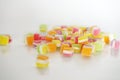 Multicolored fruity gummy jelly candies