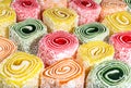 Multicolored fruity rahat-lokum closeup