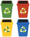 Multicolored garbage containers for different types of waste