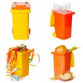 Multicolored Garbage Trash Bins, Recycling Bin, Garbage Bin waste isolated on white background Royalty Free Stock Photo