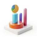 Colorful 3D Cylinders and Pie Chart Business Infographic Royalty Free Stock Photo