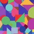 Multicolored geometric shapes overlap in a vibrant, abstract arrangement Royalty Free Stock Photo