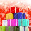 Multicolored Giftboxes With Bokeh Background