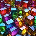 Multicolored glass blocks. The effect of rainbow broken glass, kaleidoscope. Bright colorful background Royalty Free Stock Photo