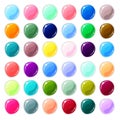 Multicolored glass buttons on white background. Blank buttons for web design or game graphic.