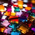 Multicolored glass jigsaw pieces, showing diversity and how different solutions fit together