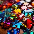 Multicolored glass jigsaw pieces, showing diversity and how different solutions fit together