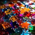 Multicolored glass jigsaw pieces, showing diversity and how different solutions fit together