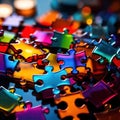 Multicolored glass jigsaw pieces, showing diversity and how different solutions fit together