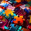 Multicolored glass jigsaw pieces, showing diversity and how different solutions fit together