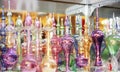 Multicolored glass vintage oriental bottles for perfume or aromatic oils Royalty Free Stock Photo