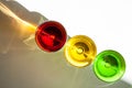 Multicolored glasses on a white. Royalty Free Stock Photo