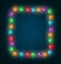 Multicolored glassy led Christmas lights garland like frame on b Royalty Free Stock Photo