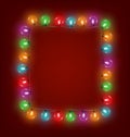 Multicolored glassy led Christmas lights garland like frame on r Royalty Free Stock Photo